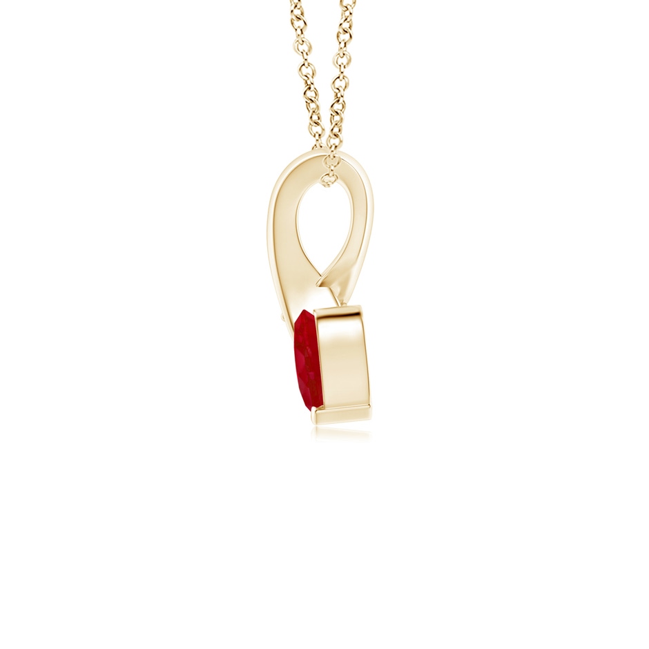 4mm AA Heart-Shaped Ruby Ribbon Pendant with Diamond in Yellow Gold side 199