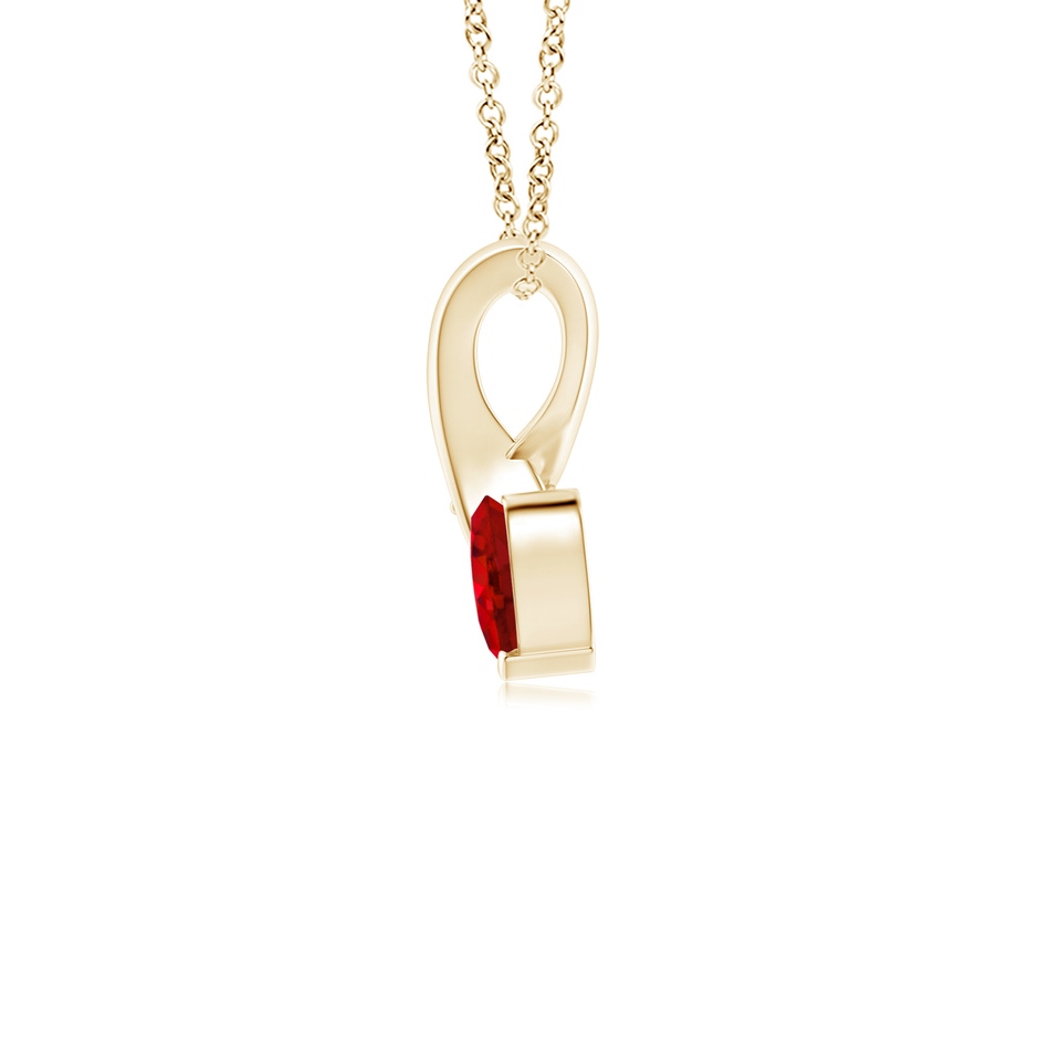 4mm AAA Heart-Shaped Ruby Ribbon Pendant with Diamond in Yellow Gold side 199
