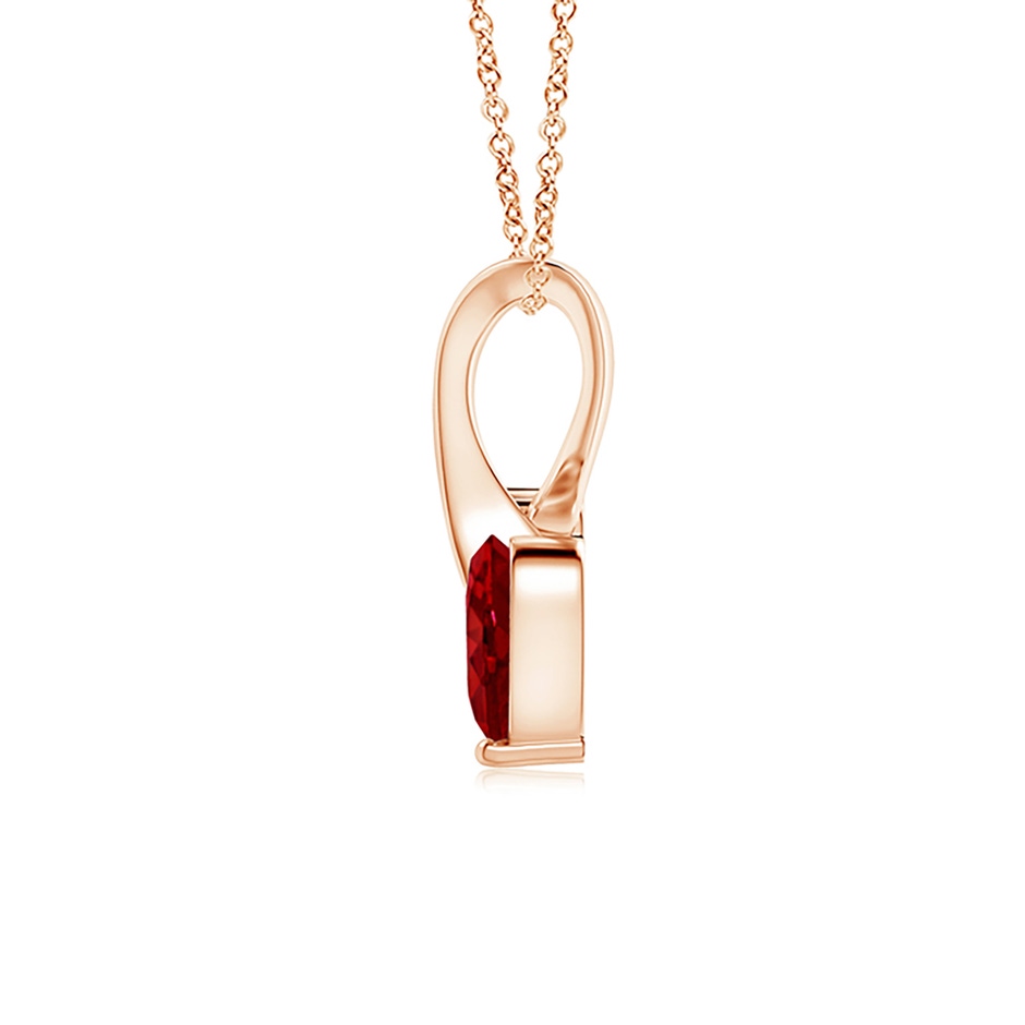 4mm AAAA Heart-Shaped Ruby Ribbon Pendant with Diamond in Rose Gold side 199