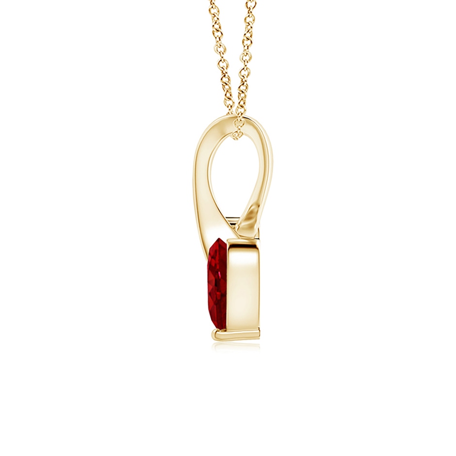 4mm AAAA Heart-Shaped Ruby Ribbon Pendant with Diamond in Yellow Gold side 199