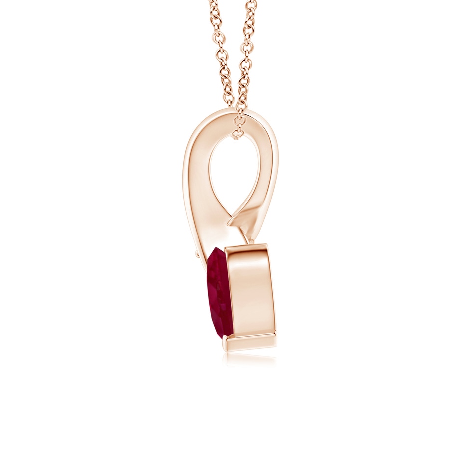 5mm A Heart-Shaped Ruby Ribbon Pendant with Diamond in Rose Gold side 199