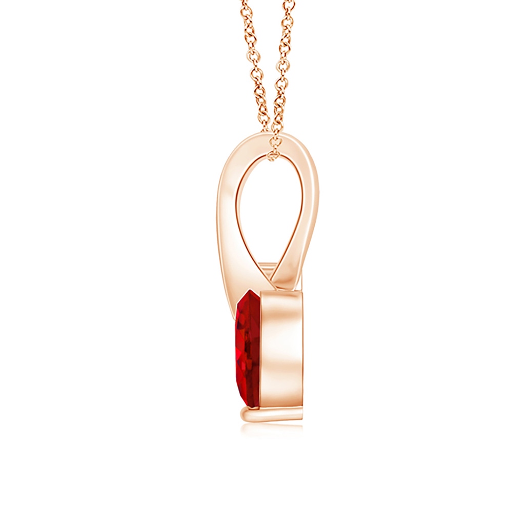 5mm AAA Heart-Shaped Ruby Ribbon Pendant with Diamond in Rose Gold Side 199