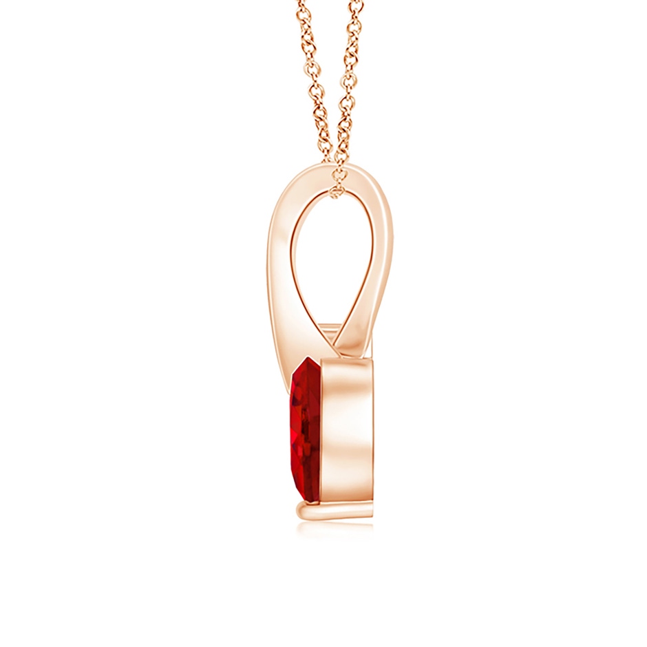 5mm AAA Heart-Shaped Ruby Ribbon Pendant with Diamond in Rose Gold side 199