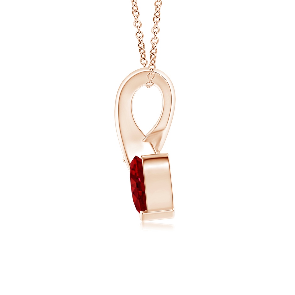 5mm AAAA Heart-Shaped Ruby Ribbon Pendant with Diamond in 18K Rose Gold side 199