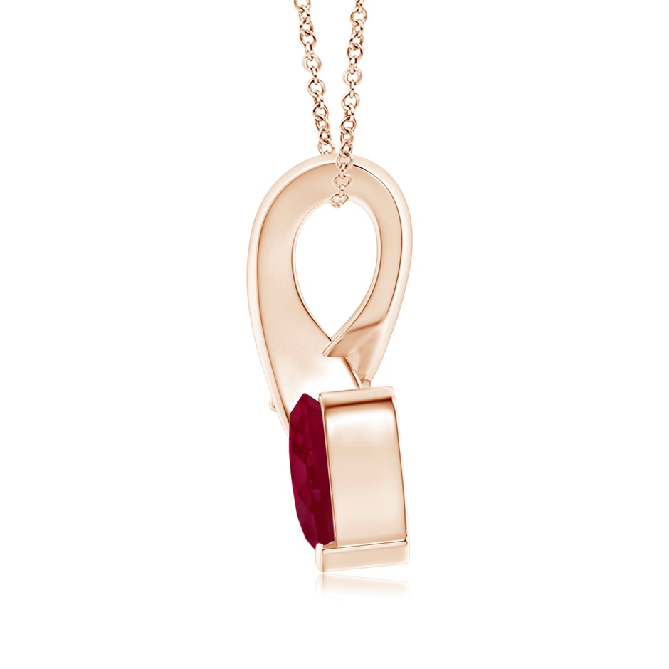 6mm A Heart-Shaped Ruby Ribbon Pendant with Diamond in Rose Gold side 199