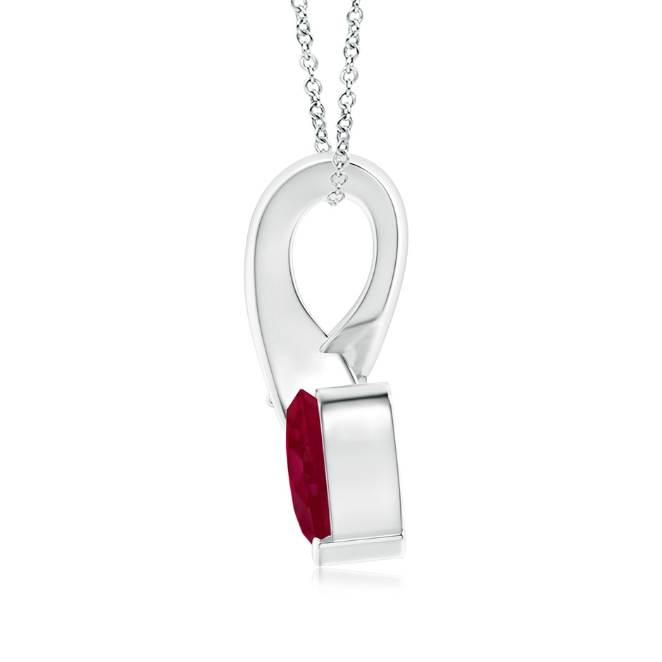 6mm A Heart-Shaped Ruby Ribbon Pendant with Diamond in White Gold side 199