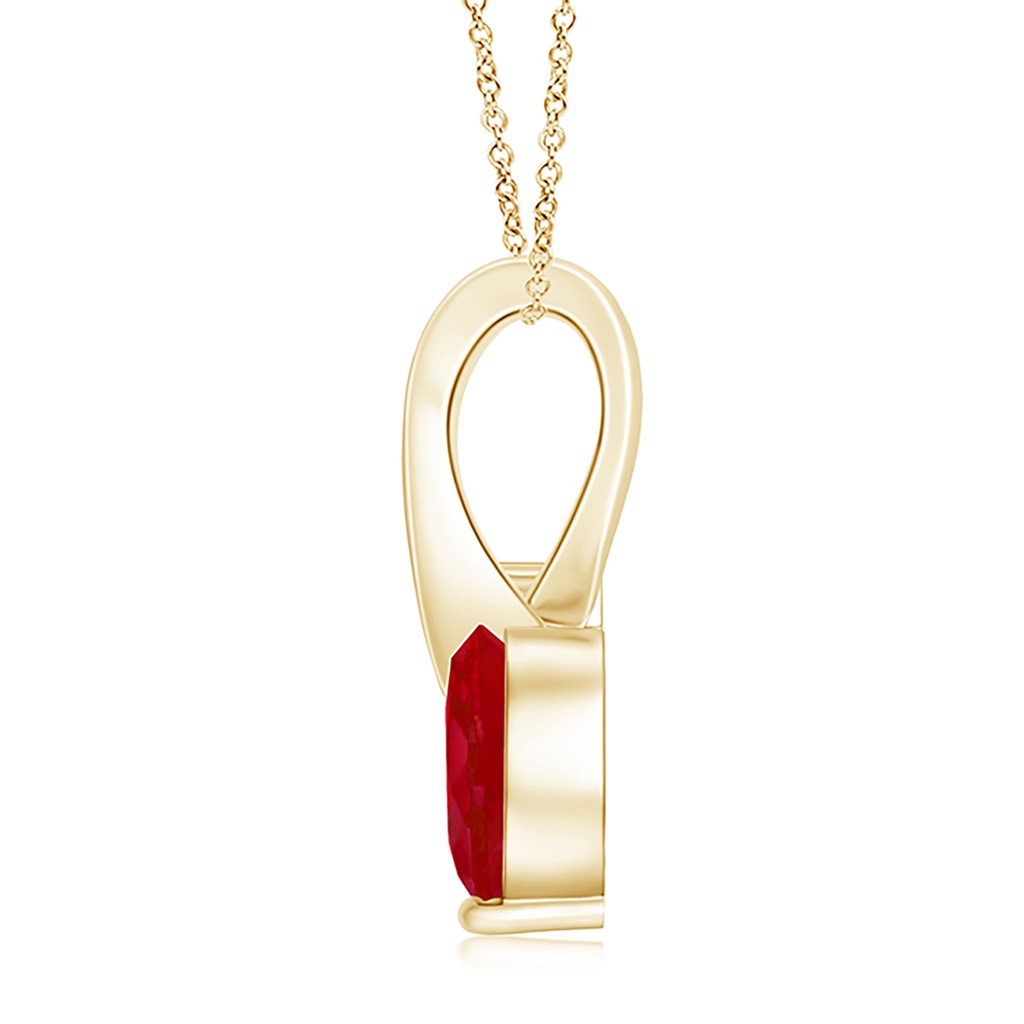 6mm AA Heart-Shaped Ruby Ribbon Pendant with Diamond in Yellow Gold Side 199