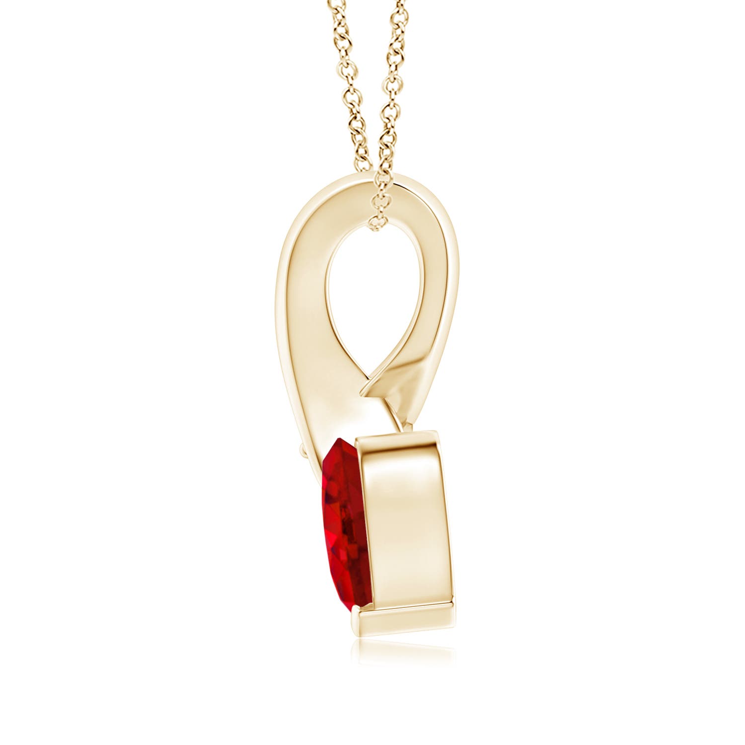 One Ruby Ribbon ANGARA Heart Shaped Ruby Ribbon Pendant in 14K Solid Gold ( Grade: AAA ...