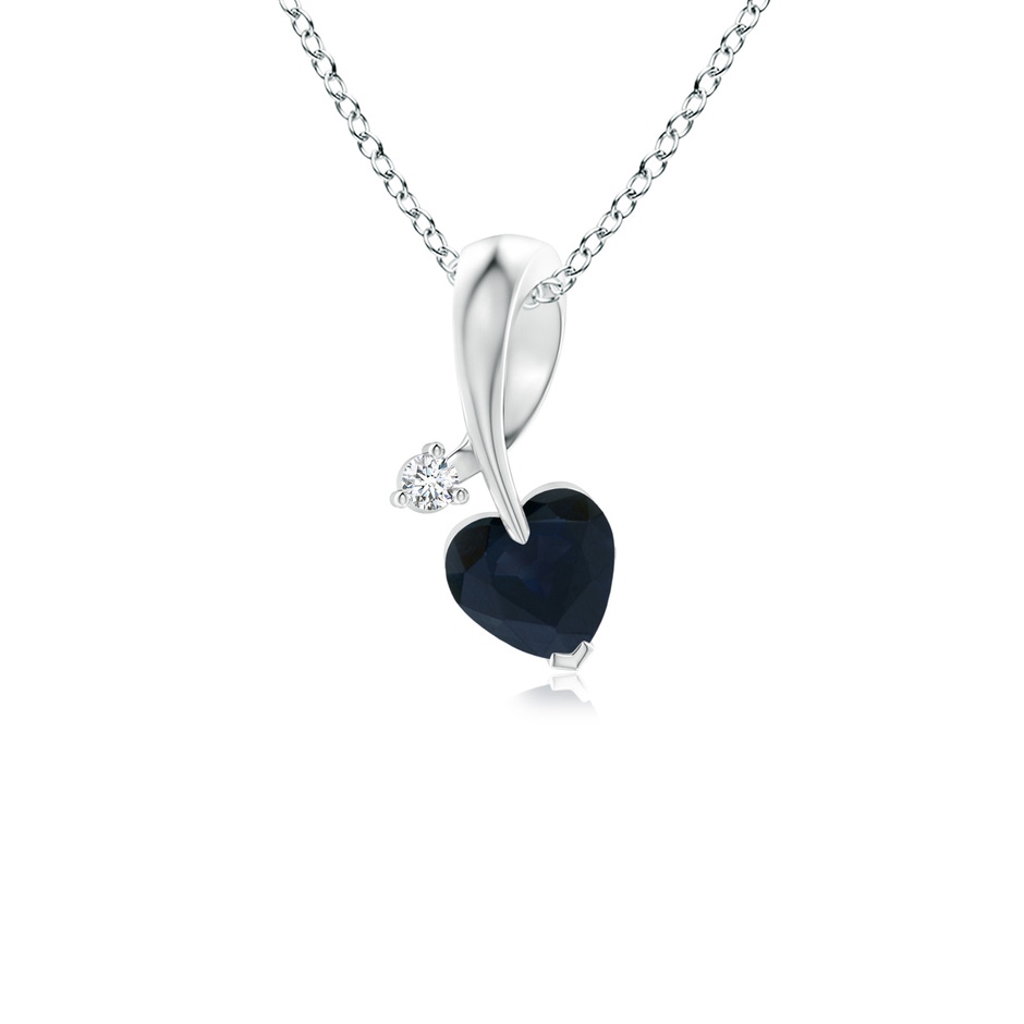 4mm A Heart-Shaped Sapphire Ribbon Pendant with Diamond in P950 Platinum 