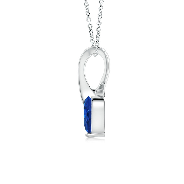 4mm AAA Heart-Shaped Sapphire Ribbon Pendant with Diamond in P950 Platinum Back