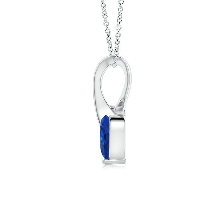 4mm AAA Heart-Shaped Sapphire Ribbon Pendant with Diamond in White Gold back