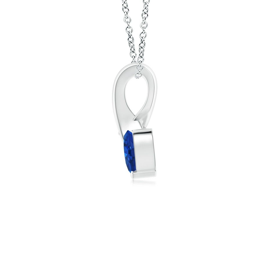 4mm AAA Heart-Shaped Sapphire Ribbon Pendant with Diamond in White Gold side 199