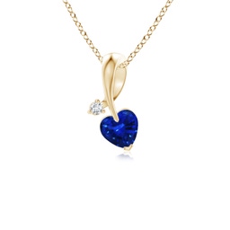 Heart Yellow Gold Blue Sapphire Necklaces & Pendants