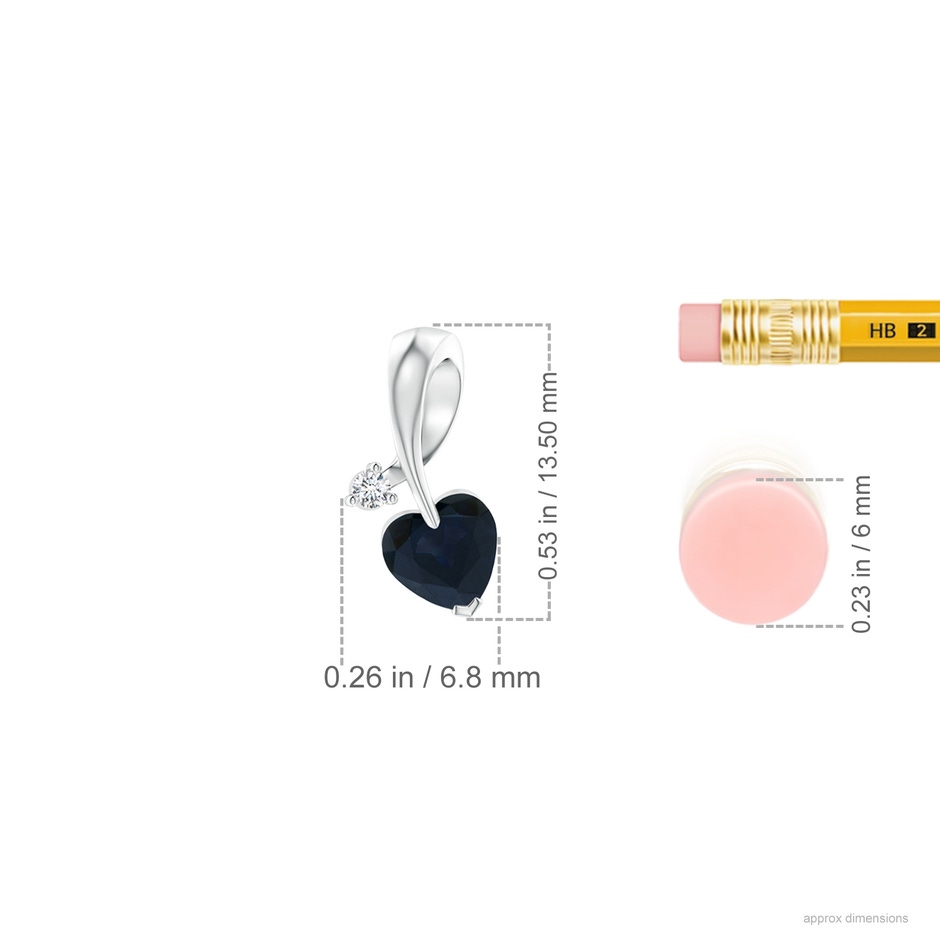 5mm A Heart-Shaped Sapphire Ribbon Pendant with Diamond in P950 Platinum ruler