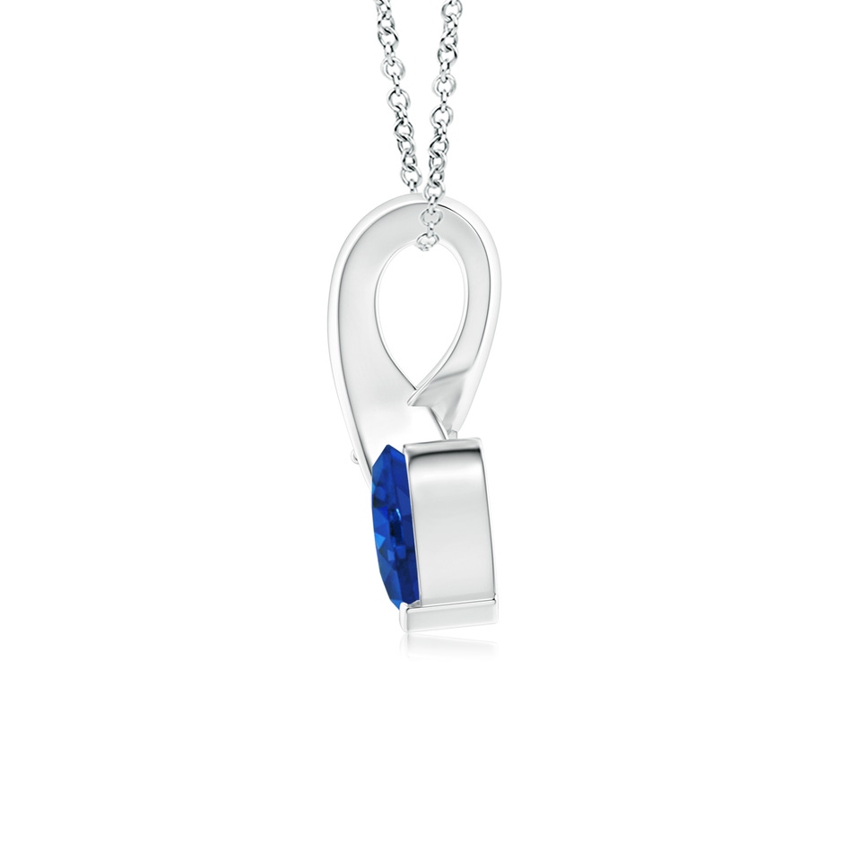5mm AAA Heart-Shaped Sapphire Ribbon Pendant with Diamond in White Gold side 199