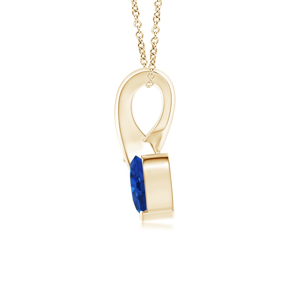 5mm AAA Heart-Shaped Sapphire Ribbon Pendant with Diamond in Yellow Gold side 199