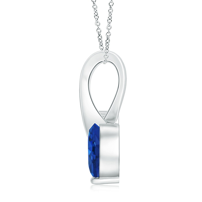 6mm AAA Heart-Shaped Sapphire Ribbon Pendant with Diamond in White Gold Back