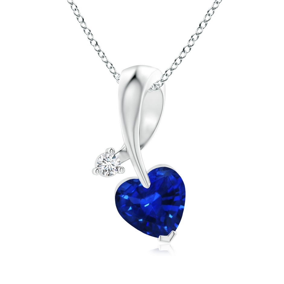 6mm AAAA Heart-Shaped Sapphire Ribbon Pendant with Diamond in P950 Platinum 
