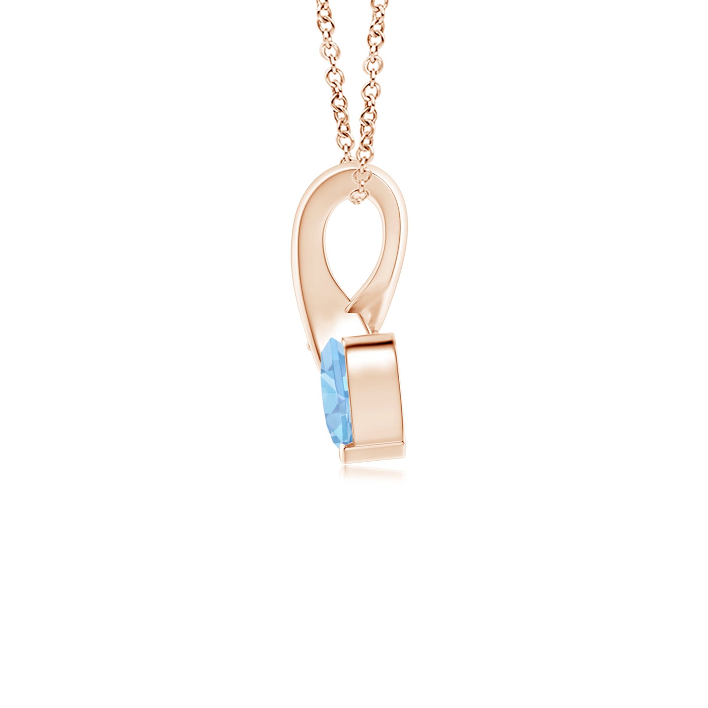 Heart-Shaped Swiss Blue Topaz Ribbon Pendant with Diamond