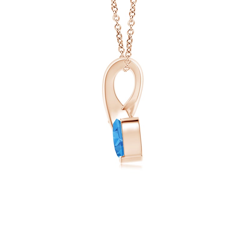 Heart-Shaped Swiss Blue Topaz Ribbon Pendant with Diamond