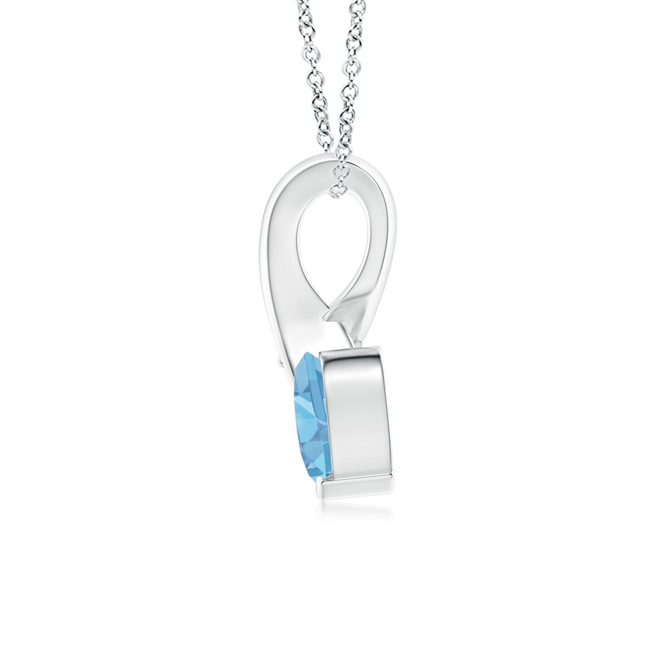 5mm AA Heart-Shaped Swiss Blue Topaz Ribbon Pendant with Diamond in White Gold side 199
