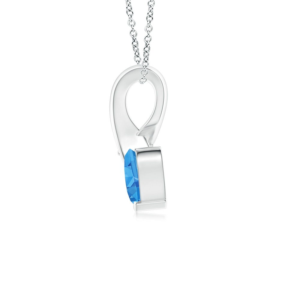 5mm AAAA Heart-Shaped Swiss Blue Topaz Ribbon Pendant with Diamond in White Gold side 199