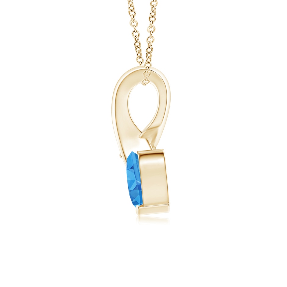 5mm AAAA Heart-Shaped Swiss Blue Topaz Ribbon Pendant with Diamond in Yellow Gold side 199