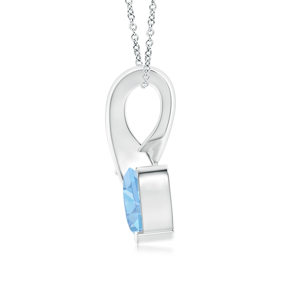 6mm A Heart-Shaped Swiss Blue Topaz Ribbon Pendant with Diamond in White Gold side 199