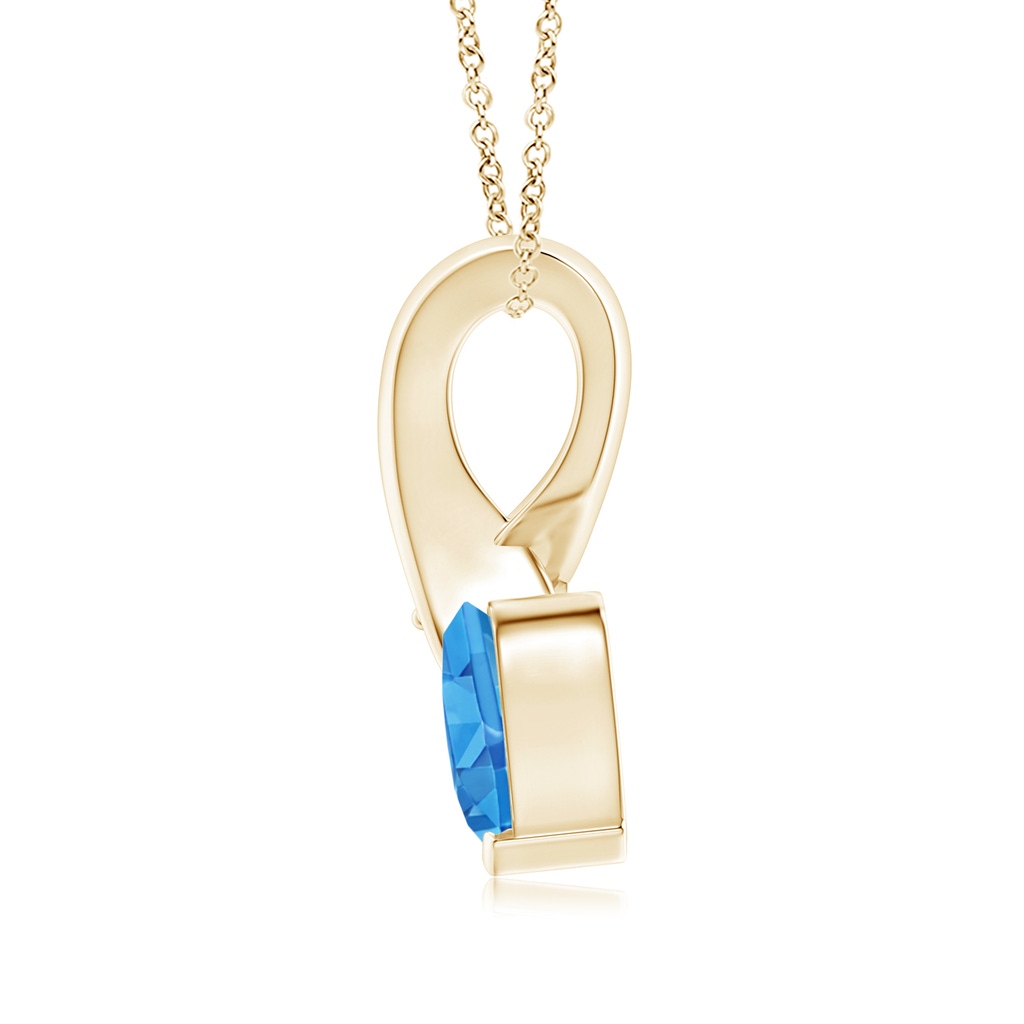6mm AAAA Heart-Shaped Swiss Blue Topaz Ribbon Pendant with Diamond in 10K Yellow Gold - side 199