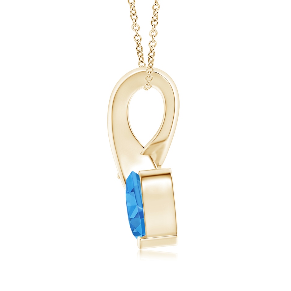 6mm AAAA Heart-Shaped Swiss Blue Topaz Ribbon Pendant with Diamond in Yellow Gold side 199