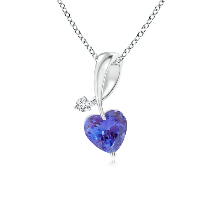 4mm AAA Heart-Shaped Tanzanite Ribbon Pendant with Diamond in White Gold 