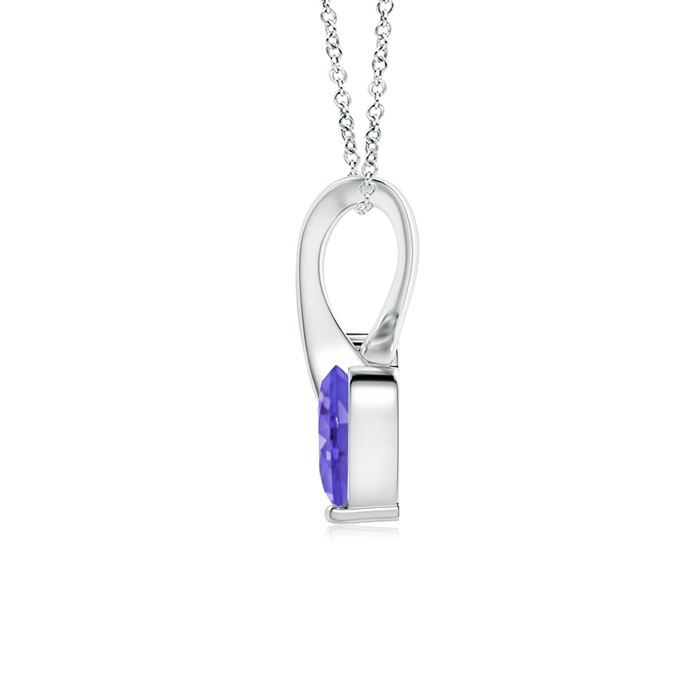 4mm AAA Heart-Shaped Tanzanite Ribbon Pendant with Diamond in White Gold Back