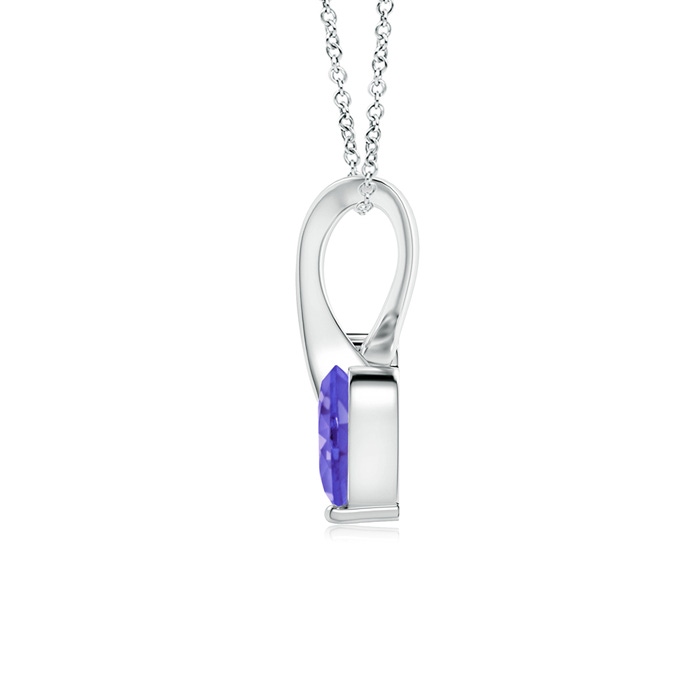 4mm AAA Heart-Shaped Tanzanite Ribbon Pendant with Diamond in White Gold back