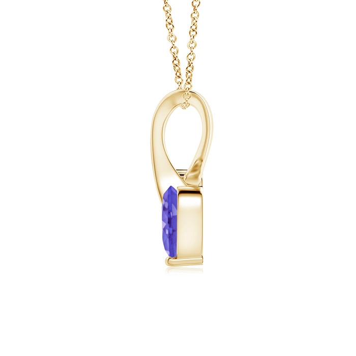 4mm AAA Heart-Shaped Tanzanite Ribbon Pendant with Diamond in Yellow Gold back