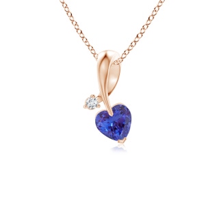 4mm AAAA Heart-Shaped Tanzanite Ribbon Pendant with Diamond in Rose Gold