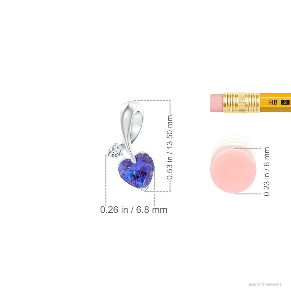 5mm AAA Heart-Shaped Tanzanite Ribbon Pendant with Diamond in White Gold ruler
