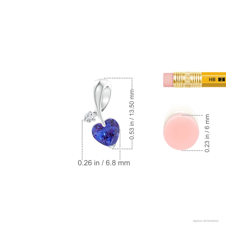 5mm AAAA Heart-Shaped Tanzanite Ribbon Pendant with Diamond in White Gold ruler