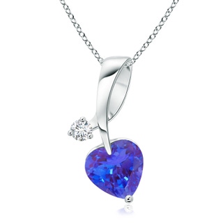 6mm AAA Heart-Shaped Tanzanite Ribbon Pendant with Diamond in White Gold