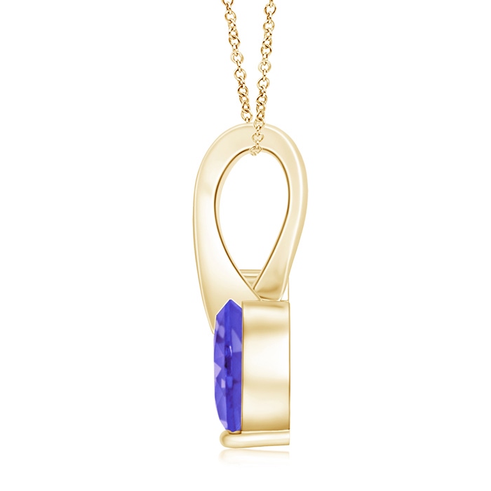 6mm AAA Heart-Shaped Tanzanite Ribbon Pendant with Diamond in Yellow Gold back