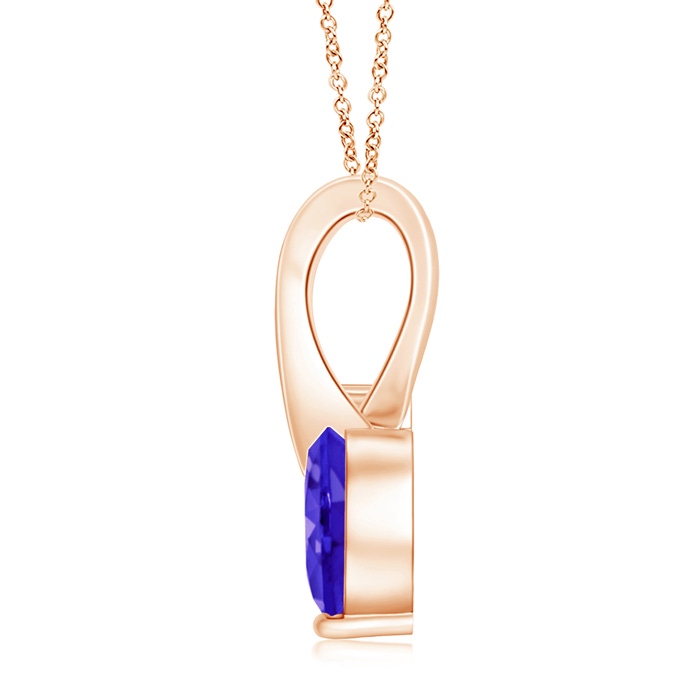 6mm AAAA Heart-Shaped Tanzanite Ribbon Pendant with Diamond in Rose Gold back