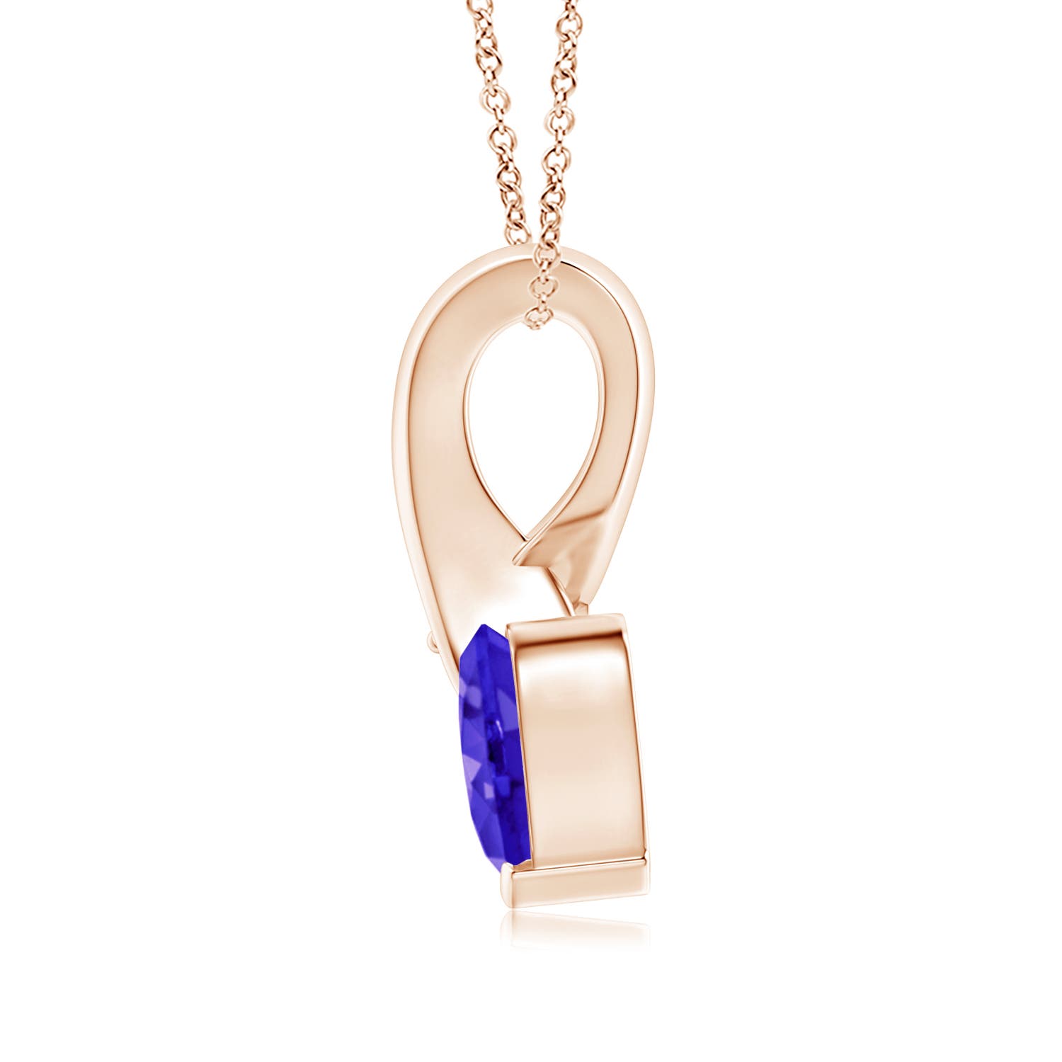 6mm AAAA Heart-Shaped Tanzanite Ribbon Pendant with Diamond in Rose Gold - side 3