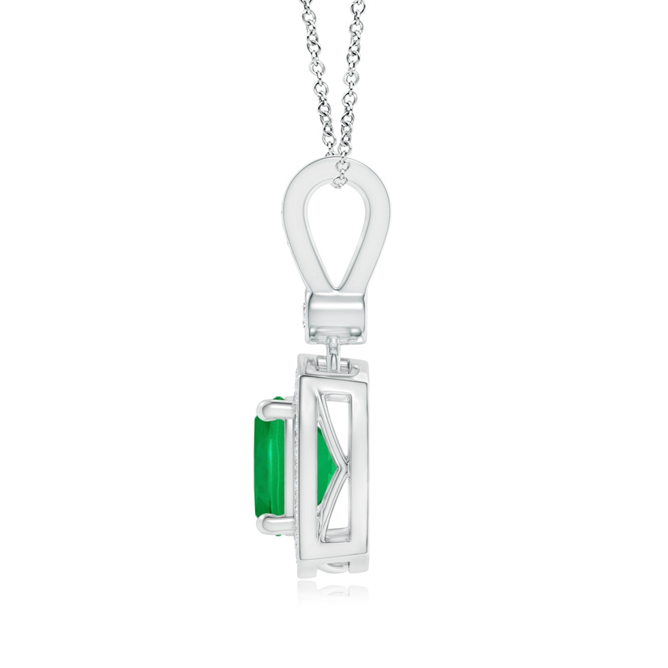 6mm AAA Cushion Emerald Pendant with Diamond Halo in White Gold product image