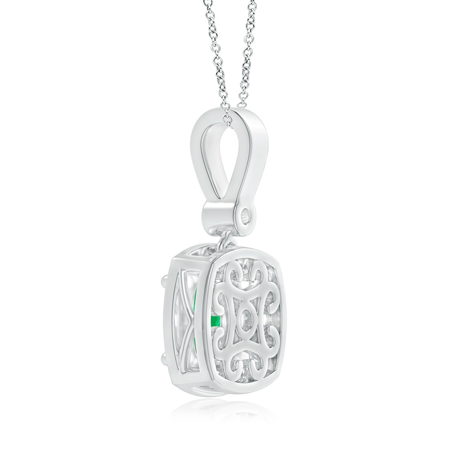 6mm AAA Cushion Emerald Pendant with Diamond Halo in White Gold product image