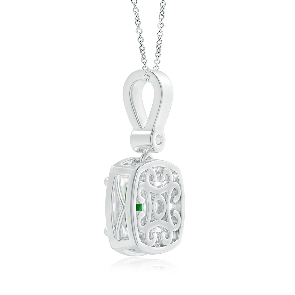 6mm AAAA Cushion Emerald Pendant with Diamond Halo in White Gold Product Image