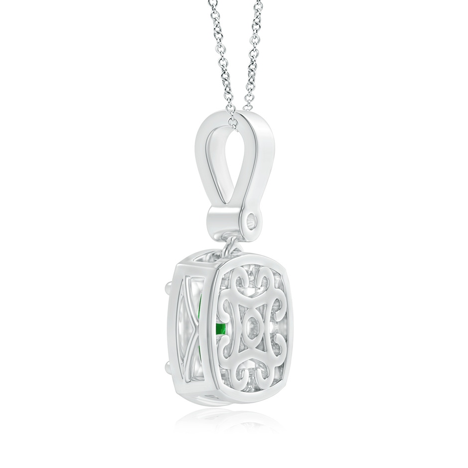 6mm Lab-Grown Cushion Emerald Pendant with Diamond Halo in White Gold product image