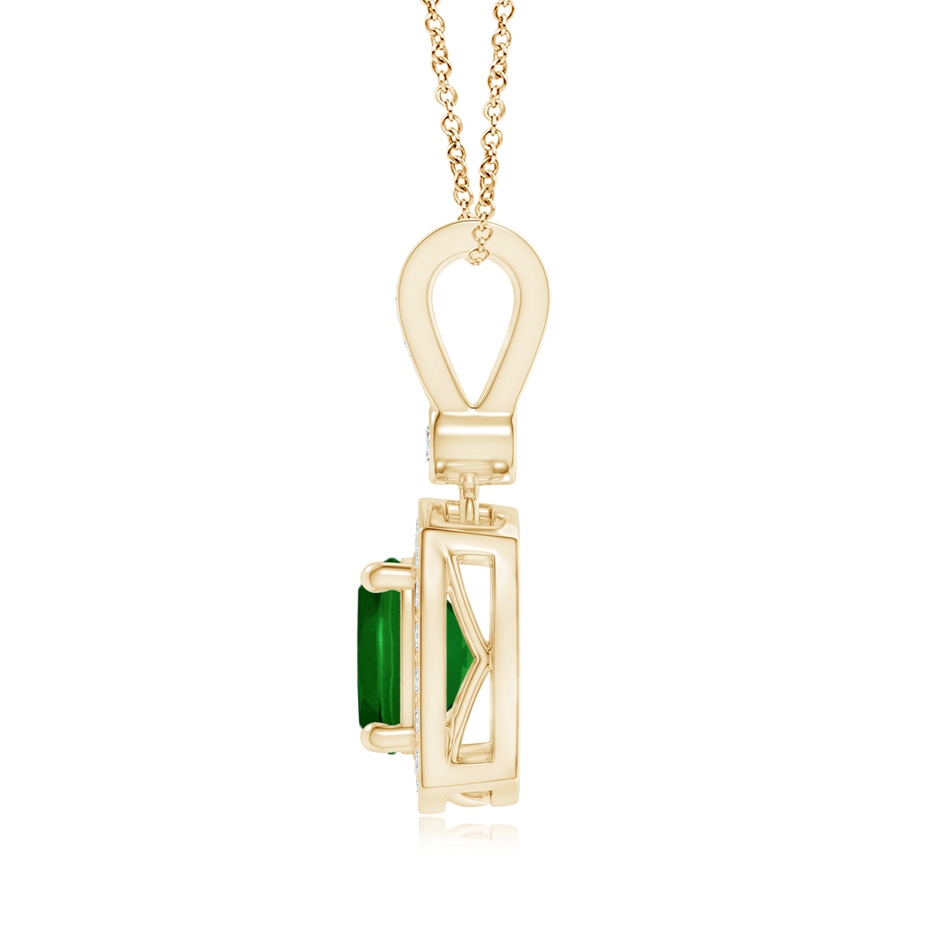 6mm Lab-Grown Cushion Emerald Pendant with Diamond Halo in Yellow Gold product image