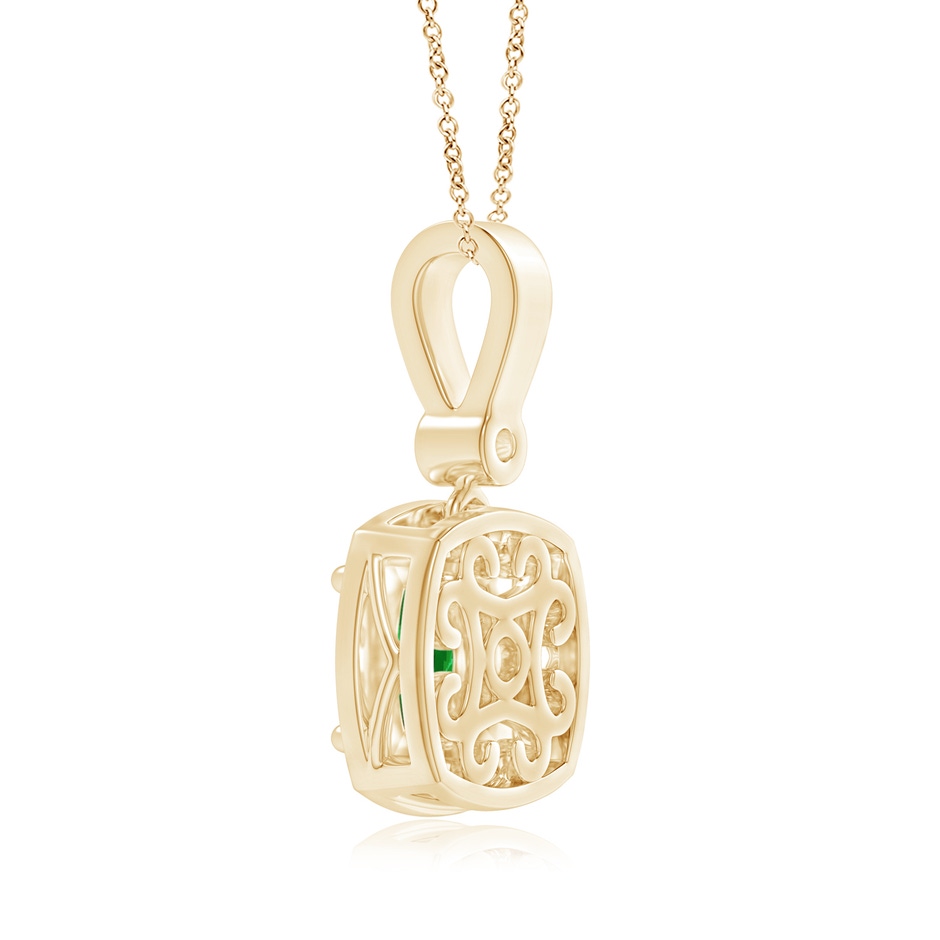 6mm Lab-Grown Cushion Emerald Pendant with Diamond Halo in Yellow Gold product image