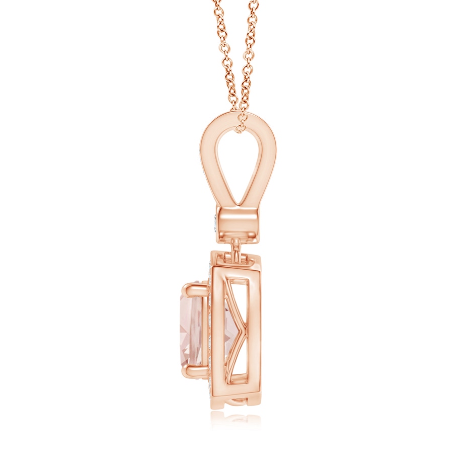 6mm A Cushion Morganite Pendant with Diamond Halo in Rose Gold product image