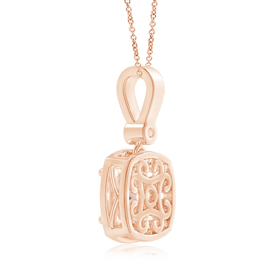 6mm AA Cushion Morganite Pendant with Diamond Halo in Rose Gold product image