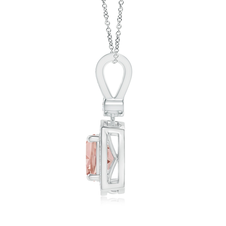 6mm AAA Cushion Morganite Pendant with Diamond Halo in P950 Platinum product image